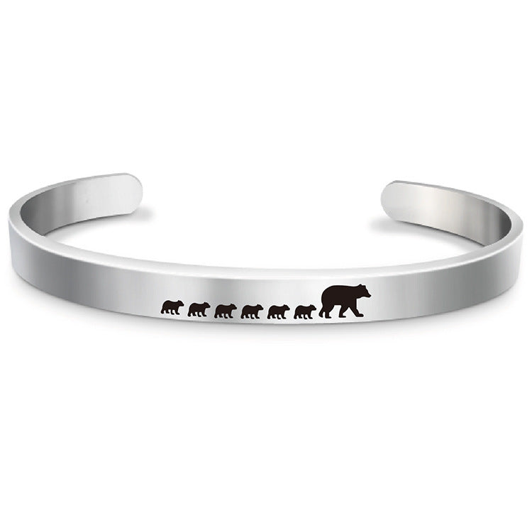 Venta al por mayor Pulsera de oso del día de la madre de acero inoxidable